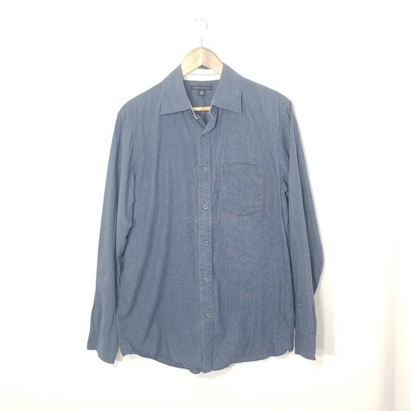 Banana Republic Blue Window Pane Button Down 100% Cotton Long Sleeves Sz Medium - Picture 1 of 11